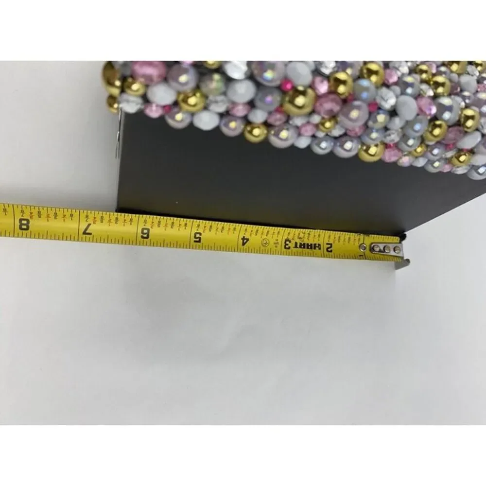 Handmade Keepsake Trinket Box Beaded Rhinestones Embellished & Lid